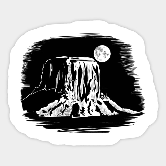 Moonlit Plateau Sticker by HybridFiction